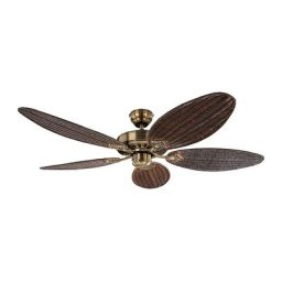 Ventilateur de plafond CLASSIC ROYAL, Ø hélice 1320 mm, ovale, rotin ancien / laiton ancien