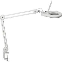 MAUL Lampe loupe à diodes LED MAULviso, longueur bras 410 mm, avec pince-étau, blanc