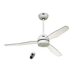 Ventilateur de plafond LIBELLE, avec télécommande, verre acrylique transparent / laque blanche