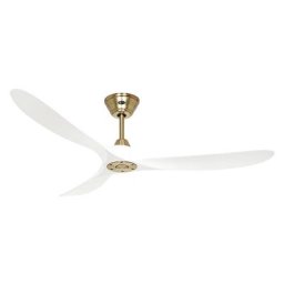 Ventilateur de plafond ECO GENUINO, Ø hélice 1520 mm, blanc mat / laiton