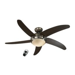 Ventilateur de plafond ELICA, avec télécommande, bois Wengé / chrome brossé
