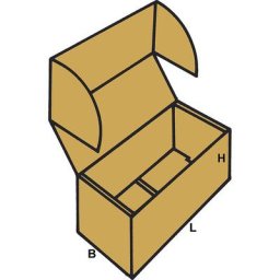 Boîtes à couvercle rabattable avec fermeture par encoche, FEFCO 0471, en carton à simple cannelure, dim. int. 250 x 190 x 100 mm, lot de 100