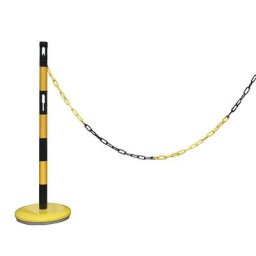 Kit additionnel de potelets de délimitation avec chaîne, 1 potelet, chaîne de 2,5 m, jaune / noir
