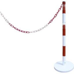 Kit additionnel de potelets de délimitation avec chaîne, 1 potelet, chaîne de 2,5 m, rouge / blanc