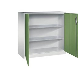 C+P Armoire d'atelier hauteur bureau à portes battantes, h x l x p 1200 x 1200 x 500 mm, gris clair / vert réséda