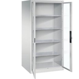 C+P Armoire vitrée à portes battantes, h x l x p 1950 x 930 x 800 mm, 4 tablettes, gris clair / gris clair