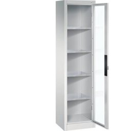 C+P Armoire vitrée à portes battantes, h x l x p 1950 x 502 x 400 mm, 4 tablettes, gris clair / gris clair