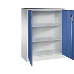 C+P Armoire d'atelier hauteur bureau à portes battantes, h x l x p 1200 x 930 x 400 mm, gris clair / bleu gentiane