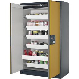 asecos Armoire pour produits dangereux ignifuge 90 minutes, semi-automatique, avec 6 tiroirs, coloris portes jaune