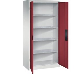 C+P Armoire d'atelier pour charges lourdes, largeur 930 mm, profondeur 500 mm, porte rouge rubis