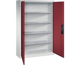 C+P Armoire d'atelier pour charges lourdes, largeur 1200 mm, profondeur 400 mm, porte rouge rubis