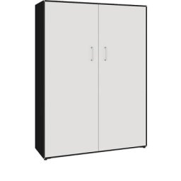 mauser Armoire à portes battantes, 2 portes, 8 compartiments, largeur 1155 mm, noir profond / blanc sécurité