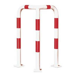 Coin de protection, Ø 76 mm, pour l'extérieur, hauteur 1200 mm, blanc/rouge réfléchissant
