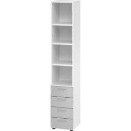 VERA-ZWO - Rayonnage et tiroirs combinés, h x l x p 2156 x 400 x 420 mm, blanc / argent