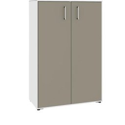 mauser Armoire à portes battantes, 2 portes, 6 compartiments, largeur 770 mm, blanc pur / gris beige