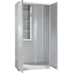 Armoire de ménage, largeur 1000 mm, porte en tôle pleine/1 boîte de stockage, gris clair