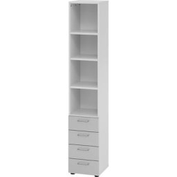VERA-ZWO - Rayonnage et tiroirs combinés, h x l x p 2156 x 400 x 420 mm, gris clair / argent