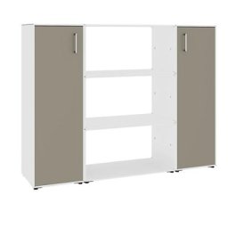 mauser Cloison, 2 éléments de porte battante, 3 tablettes, blanc pur / gris beige