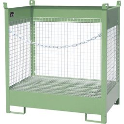 eurokraft pro Palette de transport et de stockage avec cuve de rétention, 3 panneaux grillagés, pour 2 fûts de 200 l, vert