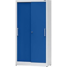 eurokraft basic Armoire à portes coulissantes, corps en acier, h x l x p 1950 x 1000 x 500 mm, gris/bleu