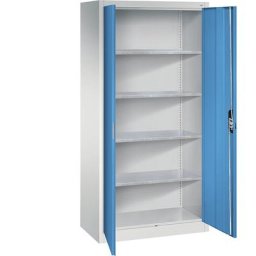 C+P Armoire d'atelier à portes battantes, h x l x p 1950 x 930 x 500 mm, gris clair / bleu clair
