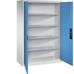C+P Armoire d'atelier pour charges lourdes, largeur 1200 mm, profondeur 600 mm, porte bleu clair