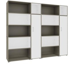 mauser Rayonnage et armoire à portes battantes combinés, avec dispositif anti-basculement, gris beige / blanc pur