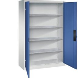 C+P Armoire d'atelier pour charges lourdes, largeur 1200 mm, profondeur 500 mm, porte bleu gentiane
