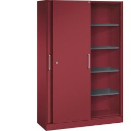 C+P Armoire à portes coulissantes ASISTO, hauteur 1980 mm, largeur 1200 mm, rouge rubis / rouge rubis