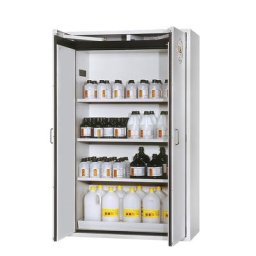 asecos Armoire pour produits dangereux ignifuges 90 minutes, 2 portes, dim. ext. h x l x p 1968 x 1200 x 615 mm, coloris gris, peint époxy