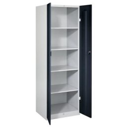 Wolf Armoire métallique, largeur 600 mm, 4 tablettes, portes noir profond