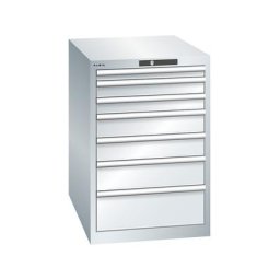 LISTA Armoire à tiroirs avec 7 tiroirs, l x p x h 564 x 724 x 850 mm, gris clair