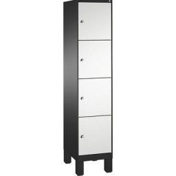 C+P Armoire à casiers sur pieds EVOLO, 1 compartiment, 4 casiers, largeur compartiment 400 mm, gris noir / gris clair
