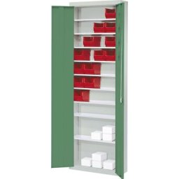 mauser Armoire à bacs, h x l x p 2150 x 680 x 280 mm, sans bacs à bec, bicolore, corps gris, portes vertes