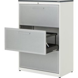 mauser Classeur pour dossiers suspendus, 3 tiroirs, 2 rangées, blanc pur / aluminium / blanc