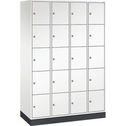 C+P Vestiaire multicases en acier INTRO, casiers hauteur 345 mm, l x p 1220 x 500 mm, 20 casiers, corps blanc pur, portes blanc pur