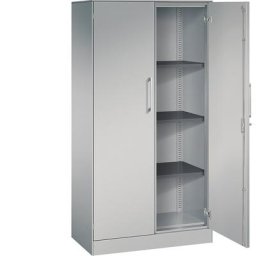 C+P Armoire à portes battantes ASISTO, hauteur 1617 mm, largeur 800 mm, 3 tablettes, aluminium / aluminium