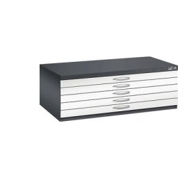 C+P Armoire à plans, format A1, 5 tiroirs, hauteur 420 mm, gris noir / blanc trafic