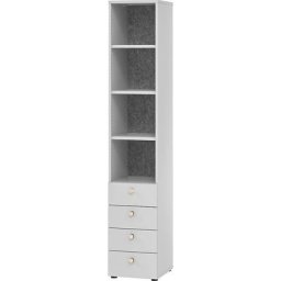 ANNY-AC - Armoire mixte à paroi arrière insonorisante, 5 tablettes, 4 tiroirs, gris clair