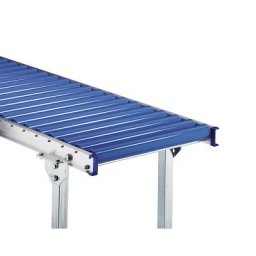 Gura Transporteur à rouleaux pour charges légères, cadre en aluminium et rouleaux en plastique, largeur voie 600 mm, entraxe 100 mm, longueur 2,0 m