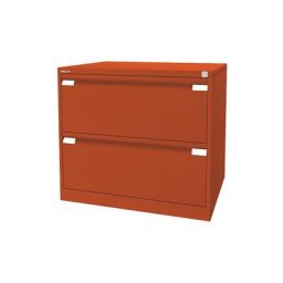 BISLEY Classeur pour dossiers suspendus à 2 rangées, 2 tiroirs, format A4, orange