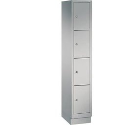 C+P Armoire à casiers sur socle CLASSIC, 1 compartiment, 4 casiers, largeur compartiment 300 mm, aluminium