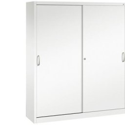 C+P Armoire à portes coulissantes ACURADO, 8 tablettes, h x l x p 1950 x 1600 x 400 mm, blanc trafic