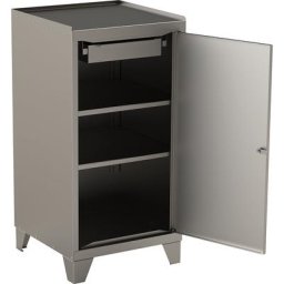 Armoire à outils en inox sur pieds à crampons, avec 2 tablettes, 1 tiroir 70 mm, h x l x p 1000 x 500 x 500 mm
