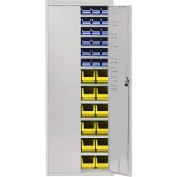mauser Armoire à bacs, h x l x p 1740 x 680 x 280 mm, avec bacs à bec, unicolore, gris, 60 bacs