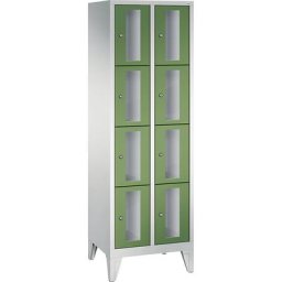 C+P Armoire à casiers CLASSIC, hauteur casiers 375 mm, sur pieds, 8 casiers, largeur 610 mm, porte vert réséda
