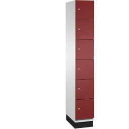 C+P Vestiaire multicases CAMBIO avec portes en tôle d'acier, 6 casiers, largeur 300 mm, corps gris clair / porte rouge rubis