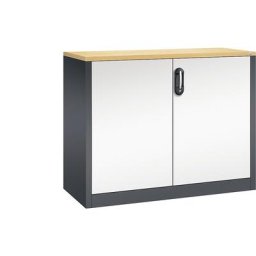 C+P Armoire basse ACURADO, 2 hauteurs de classeurs, h x l x p 1000 x 1200 x 500 mm, gris noir / blanc pur