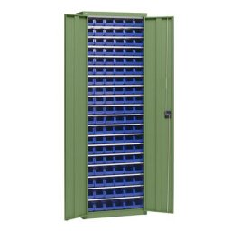 eurokraft pro Armoire d'atelier avec bacs de stockage, hauteur 2000 mm, 18 tablettes, vert réséda