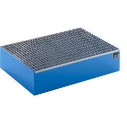 Cuve de rétention pour palette, L x l x h 1200 x 800 x 260 mm, bleu RAL 5012, avec caillebotis